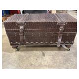 Leather Like Storage Trunk on Wheels