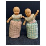 2 baby doll pin cushions, 4in