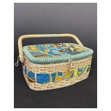Belding Corticelli wicker & fabric sewing basket