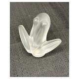 Cristal de Sevres frosted crystal frog, 3in H