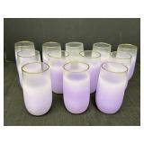 Set of 12 lavender frosted glasses w/gold color