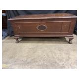 Antique Cedar chest w/wood ball & claw feetp