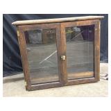 Oak 2 glass door table top display cabinet