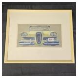 1999 Framed 'Elvis and the Edsel' Colored Pencil