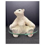 Small Polar Bear W/ Glass Shelf 8 3/4  Inches Tall