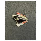 Titanic ship brooch w/glossy black & red enamel,