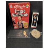 Larry Bird memorabilia, figurine, coasters