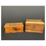 2 Wooden Trinket Hinged Boxes