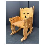 Child's wood rocking chair, carved cat motif.  Has