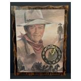 John Wayne wood wall clock, battery operated,