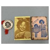 Shirley Temple Pin Button & 2 hand mirrors