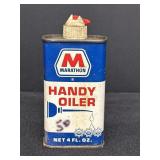 Marathon 4-ounce blue and white metal handy