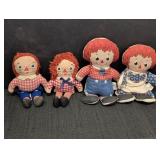 (4) Raggedy Ann & Andy Dolls 6in to 8in long