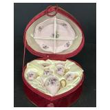 Miniature porcelain tea set pink floral design w/