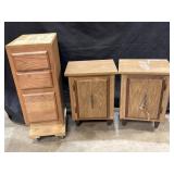 3 Drawer Cabinet on wheels & 2 end table cabinets