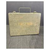 Bell System First Aid metal box, 9 x 6.5 x 2.5in