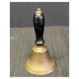 Vtg School Teachers Brass Hand Bell w/wood
