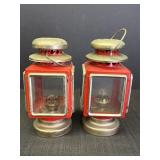 Pair of carriage-style oil lanterns made in Hong