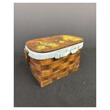 Vtg woven wood basket purse, Caro-Nan style,
