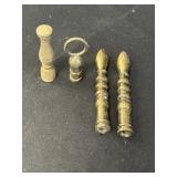 4 metal lamp finials, possibly brass
