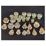 Variety of 26 vtg faceted glass knobs for drawers