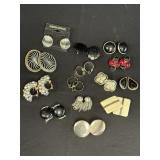 14pr silver-tone & black accent clip-on earrings