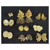 9pr gold-tone clip-on earrings