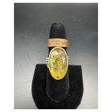 Solid Copper Ring & Iridescent Citrine Like Ring