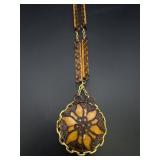 Double Sided Hand Burned Designed Necklace