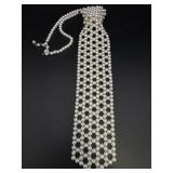 Faux Pearl Tie Necklace