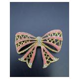 Peach Bow Brooch Pin