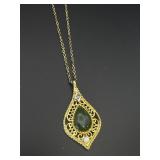 Faux Jade Tear Drop Pendant Necklace