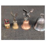 Variety of Bells, brass, copper & silver-plated