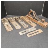 Vintage Wooden Bench Plane, Bases, & Blades
