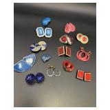 Variety of blue clip earrings & red clip e