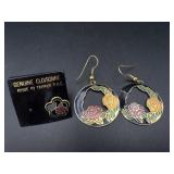 Cloisonne Dangle Earrings & one stud