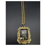 Gold Tone Smoky Rhinestone Necklace