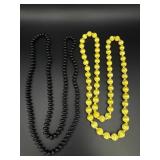 Fabric Yellow Beaded & Black Beaded Necklace