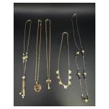 (5) Gold Tone Necklaces