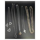 (5) Necklaces - iridescent Cross Necklace marked