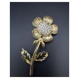 Gold Toned Flower Brooch Pin