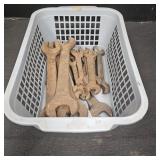 Assorted Open-End Steel Wrenches in Basket