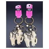 (2) Beige Elephant Keychains