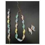 Pastel Colored Necklace, Bracelet, Earrings Set