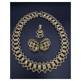 Gold Tone Necklace & Earrings Set