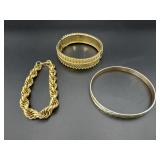(3) Gold Tone Bracelets