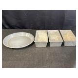 Metal bakeware pans - loaf pans and a pie pan