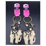 (2) Beige Elephant Keychains