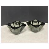 2 Charcoal grey starburst candleholders