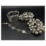 (4) Silver Tone Bracelets